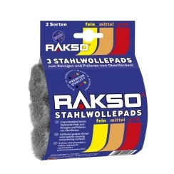 RAKSO Steel wool pads - Fine/Medium/Coarse  (grade 00 - 1 - 3)